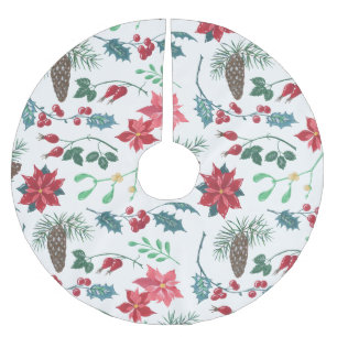 Traditionelles botanisches Weihnachten Polyester Weihnachtsbaumdecke