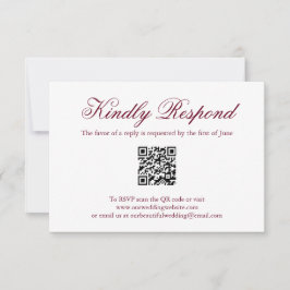 Traditionelles Bugundy-Förmliches QR-Hochzeitsszen RSVP Karte