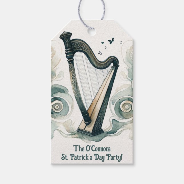 Traditionelles Celtic Harp St. Patrick's Day Party Geschenkanhänger (Vorderseite)