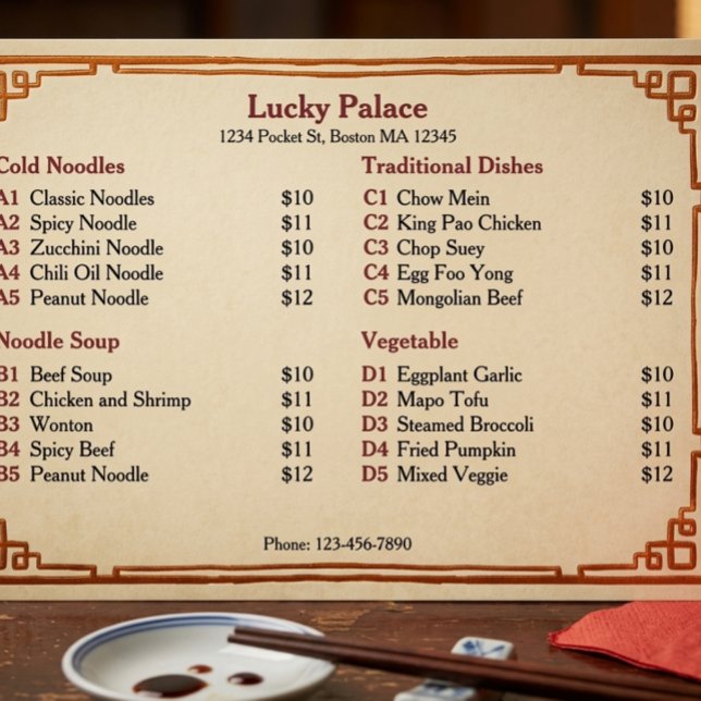Traditionelles chinesisches Restaurant-Menü Menükarte (Von Creator hochgeladen)