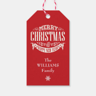 Traditionelles Classic Red Merry Weihnachts-Foto Geschenkanhänger