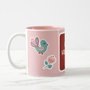 Traditionelles Cottage Valentinstag Ausschnitt-Des Zweifarbige Tasse