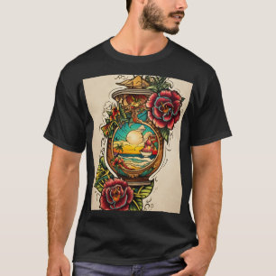 "Traditionelles Cupid Tattoo Design mit Herz, Bow, T-Shirt