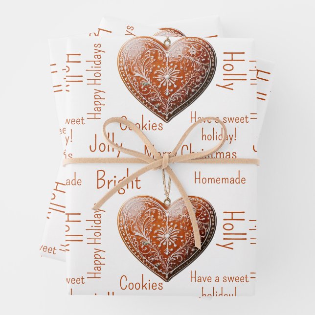 Traditionelles, dekoriertes Weihnachtsgebäck Geschenkpapier Set (Beispiel)