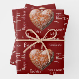 Traditionelles, dekoriertes Weihnachtsgebäck Geschenkpapier Set