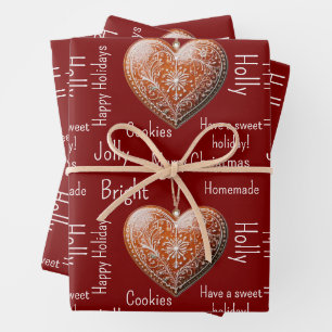 Traditionelles, dekoriertes Weihnachtsgebäck Geschenkpapier Set