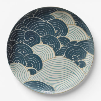 Traditionelles Design der japanischen Blue Wave Ke Pappteller