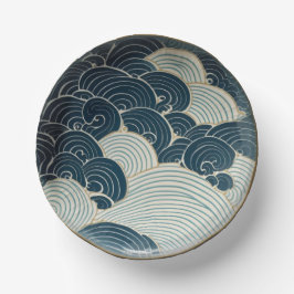 Traditionelles Design der japanischen Blue Wave Ke Pappteller