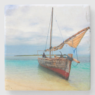 Traditionelles Dhow, Sansibar, Tansania Steinuntersetzer