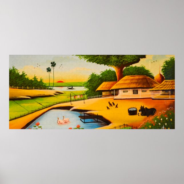 Traditionelles Dorf in Bangladesch Poster (Vorne)