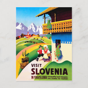 Traditionelles Dorf in Slowenien, Jugoslawien Postkarte