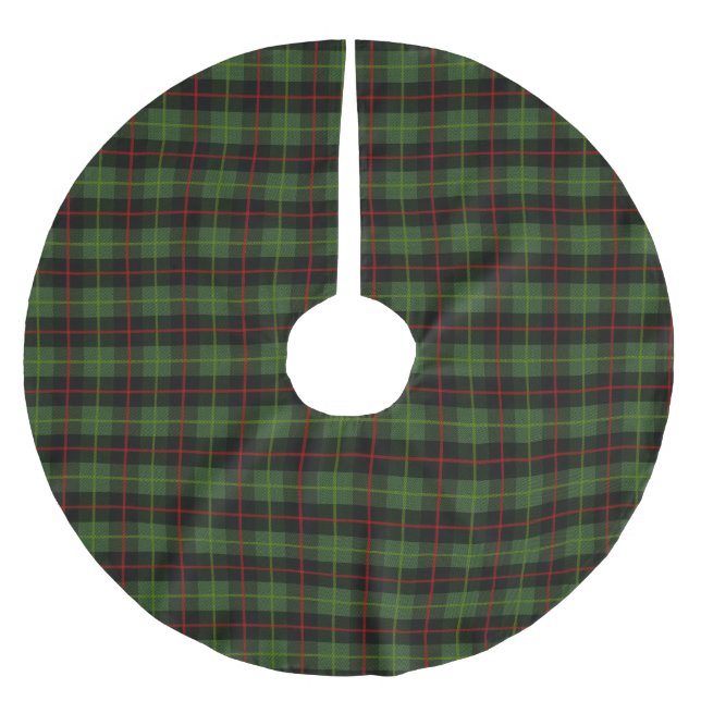Traditionelles dunkelgrünes, kariertes Muster Polyester Weihnachtsbaumdecke (Vorderseite)