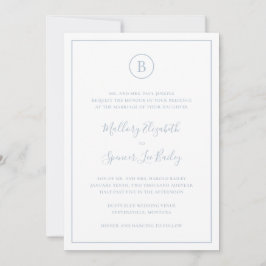 Traditionelles Dusty Blue Elegant auf einer Hochze Einladung