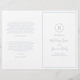 Traditionelles Dusty Blue Elegant Hochzeitsprogram