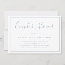 Traditionelles Dusty Blue Elegant Paare Dusche Einladung