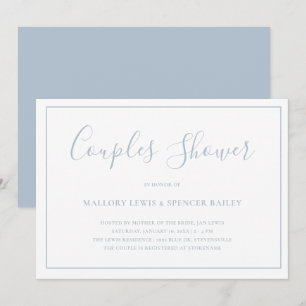 Traditionelles Dusty Blue Elegant Paare Dusche Einladung