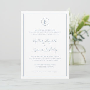 Traditionelles Dusty Blue Elegante Hochzeit Einladung