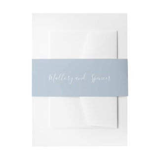 Traditionelles Dusty Blue Elegante Hochzeit Einladungsbanderole