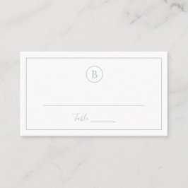 Traditionelles Dusty Blue Elegante Hochzeit Platzkarte