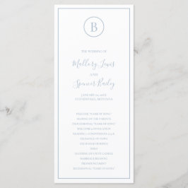 Traditionelles Dusty Blue Elegante Hochzeit Programm
