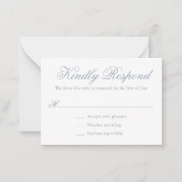 Traditionelles Dusty Blue Formal Mini Wedding RSVP Mitteilungskarte