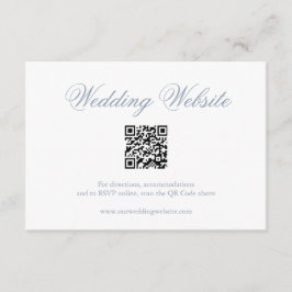 Traditionelles Dusty Blue Formal QR Code Hochzeit Begleitkarte