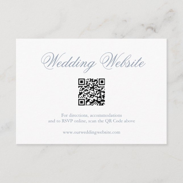 Traditionelles Dusty Blue Formal QR Code Hochzeit Begleitkarte (Vorderseite)