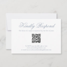 Traditionelles Dusty Blue Formal QR Code Hochzeit RSVP Karte