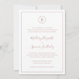 Traditionelles Dusty Rose Pink All-In-One-Wedding Einladung