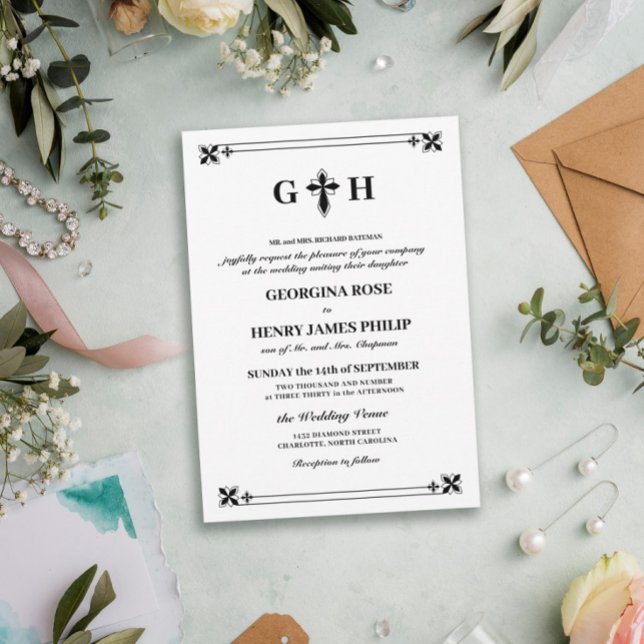 Traditionelles, elegant dekoratives Monogramm Einladung (Von Creator hochgeladen)