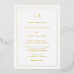 Traditionelles, elegantes Monogram Wedding Gold Folieneinladung<br><div class="desc">Klassische Hochzeitseinladung mit Ihrem Monogramm und Ihre Hochzeitsdetails,  umgeben von einer doppelten Grenze. Alle Designelemente sind in realer Goldfolie. Ein traditionelles Hochzeitsempfang mit einem sauberen und zeitlosen Design,  perfekt für eine formelle Hochzeit.</div>