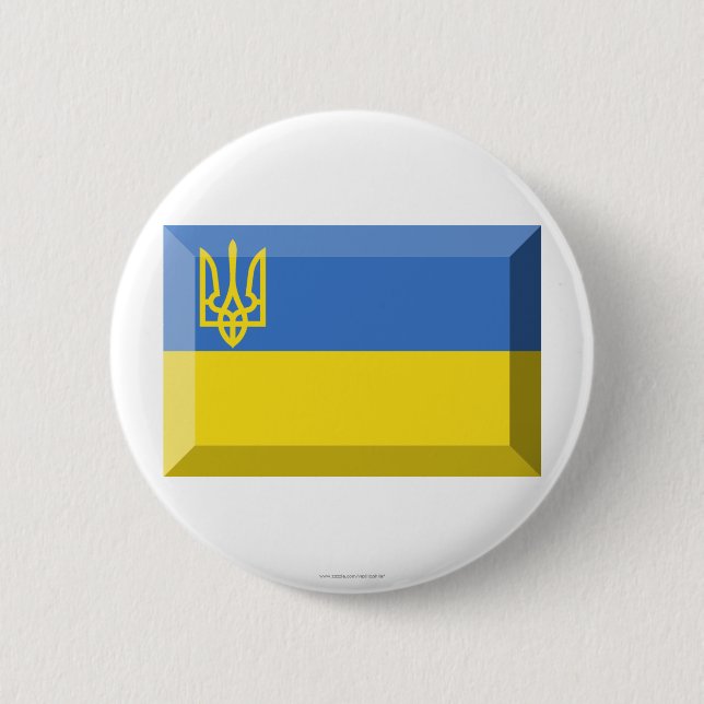 Traditionelles Flaggen-Juwel Ukraine Button (Vorderseite)