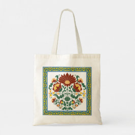 Traditionelles florales Volkskunst-Botanikmuster m Tragetasche