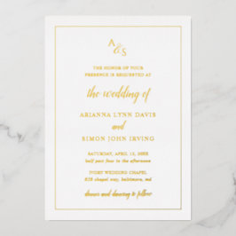 Traditionelles formales Monogramm-HochzeitGold Folieneinladung