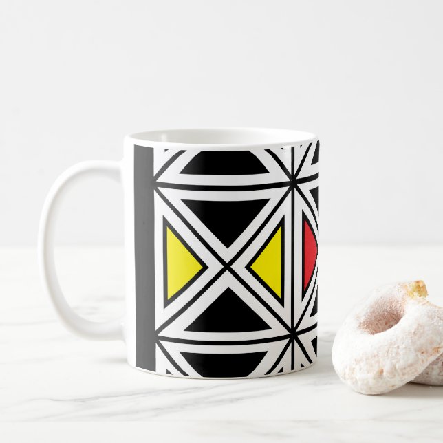 Traditionelles geometrisches Ethnisches Stammmuste Kaffeetasse (Mit Donut)