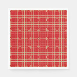 Traditionelles geometrisches Muster aus Rot und Go Serviette