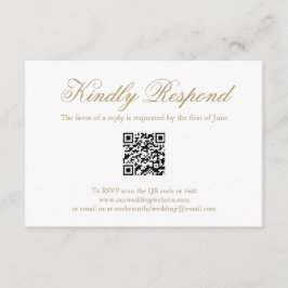 Traditionelles Gold formaler QR Code Elegante Hoch RSVP Karte
