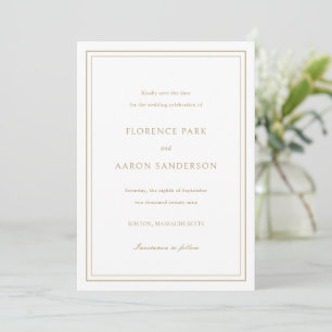 Traditionelles Gold Foto Zeitlose Hochzeit Save The Date