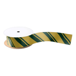 Traditionelles Gold- und Dunkelgrün gestreiftes Mu Satinband
