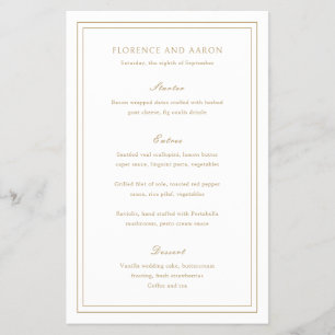 Traditionelles Gold Zeitloses Budget-Hochzeitsmenü Flyer