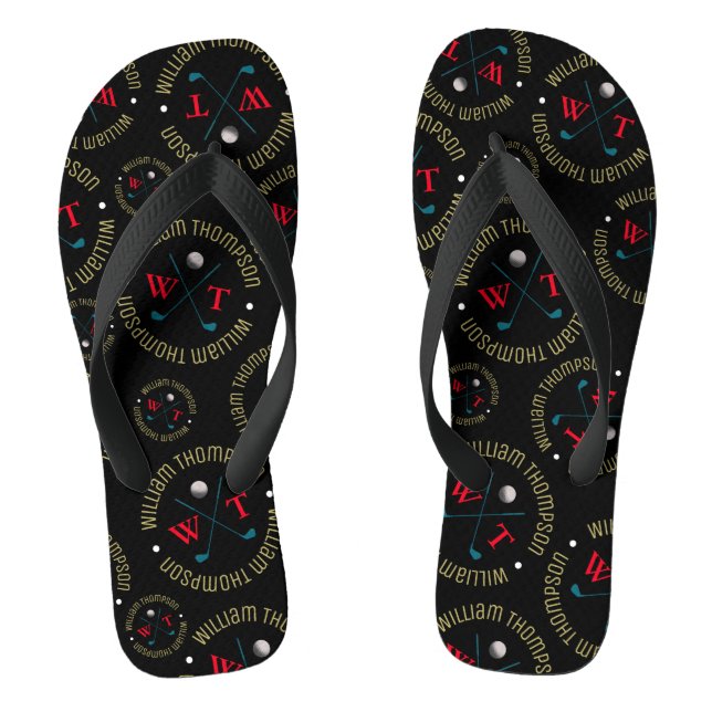 Traditionelles Golfer-Logo Stilvoll gestempelt sch Flip Flops (Fußbett)