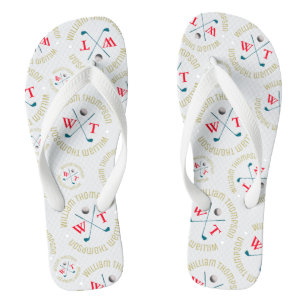 Traditionelles Golfer-Logo Stilvoll gestempelt wei Flip Flops