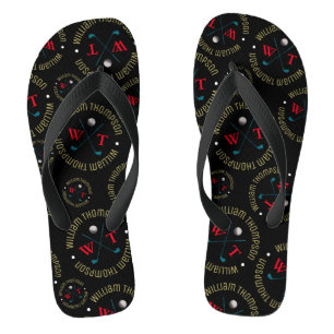 Traditionelles Golfer-Logo stilvoll schwarz gestem Flip Flops