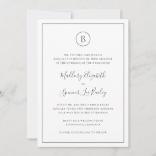 Traditionelles graues elegantes All-in-One-Hochzei Einladung