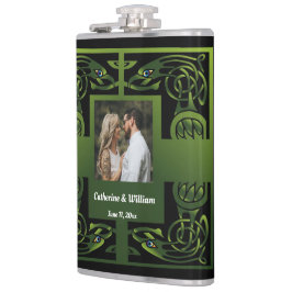 Traditionelles Green Irish Celtic Design Flachmann