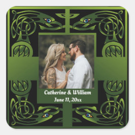 Traditionelles Green Irish Celtic Design Quadratischer Aufkleber