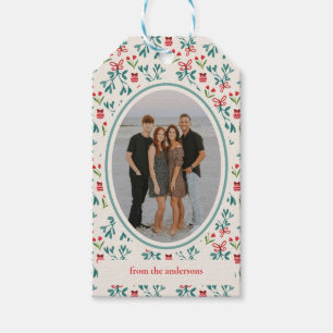 Traditionelles Green und Red Grand Millenial-Muste Geschenkanhänger