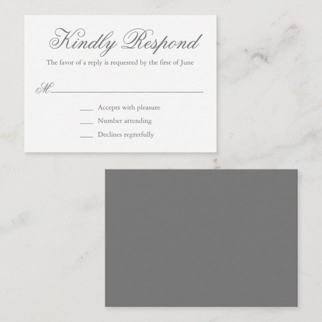Traditionelles Grey Formal Elegant Mini Wedding RS Mitteilungskarte (Vorne/Hinten)
