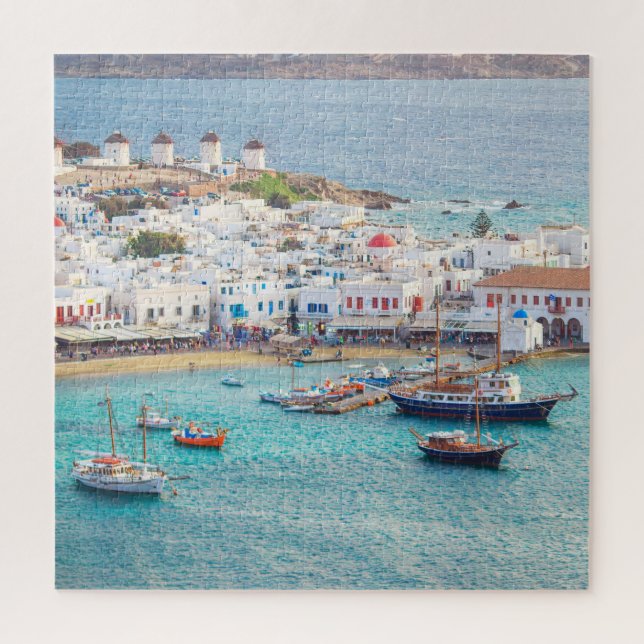 Traditionelles griechisches Dorf Mykonos Insel Gri Puzzle (Vertikal)
