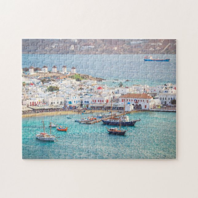 Traditionelles griechisches Dorf Mykonos Insel Gri Puzzle (Horizontal)